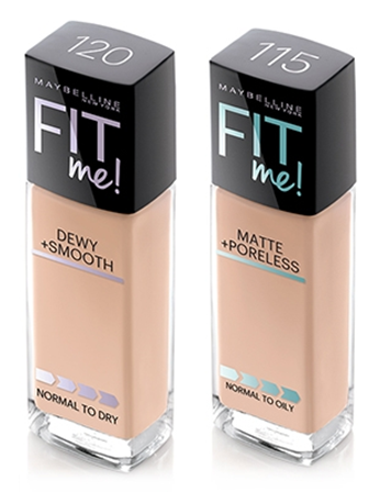 The Maybelline Fit Me! line comes in two finishes : Dewy & Smooth (for normal-to-dry skin) and Matte & Poreless (for normal-to-oily skin)